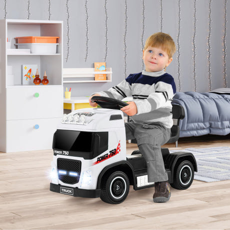 6V Kids Electric Ride-on Truck with Height Adjustable Seat-White