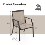4 Piece Patio Dining Chairs Large Outdoor Chairs with Breathable Seat and Metal Frame-Coffee