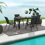 4 Piece Patio Rattan Dining Chairs with Wicker Woven Seat and Back for Backyard Front Porch-Brown