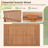4 Piece Patio Wood Furniture Set Acacia Wood Sofa Set with Loveseat-Off White