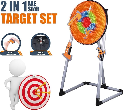 Contixo Kids Foam Axe Throwing Set with 4 Axes, 3 Darts, Bristle Target by Contixo