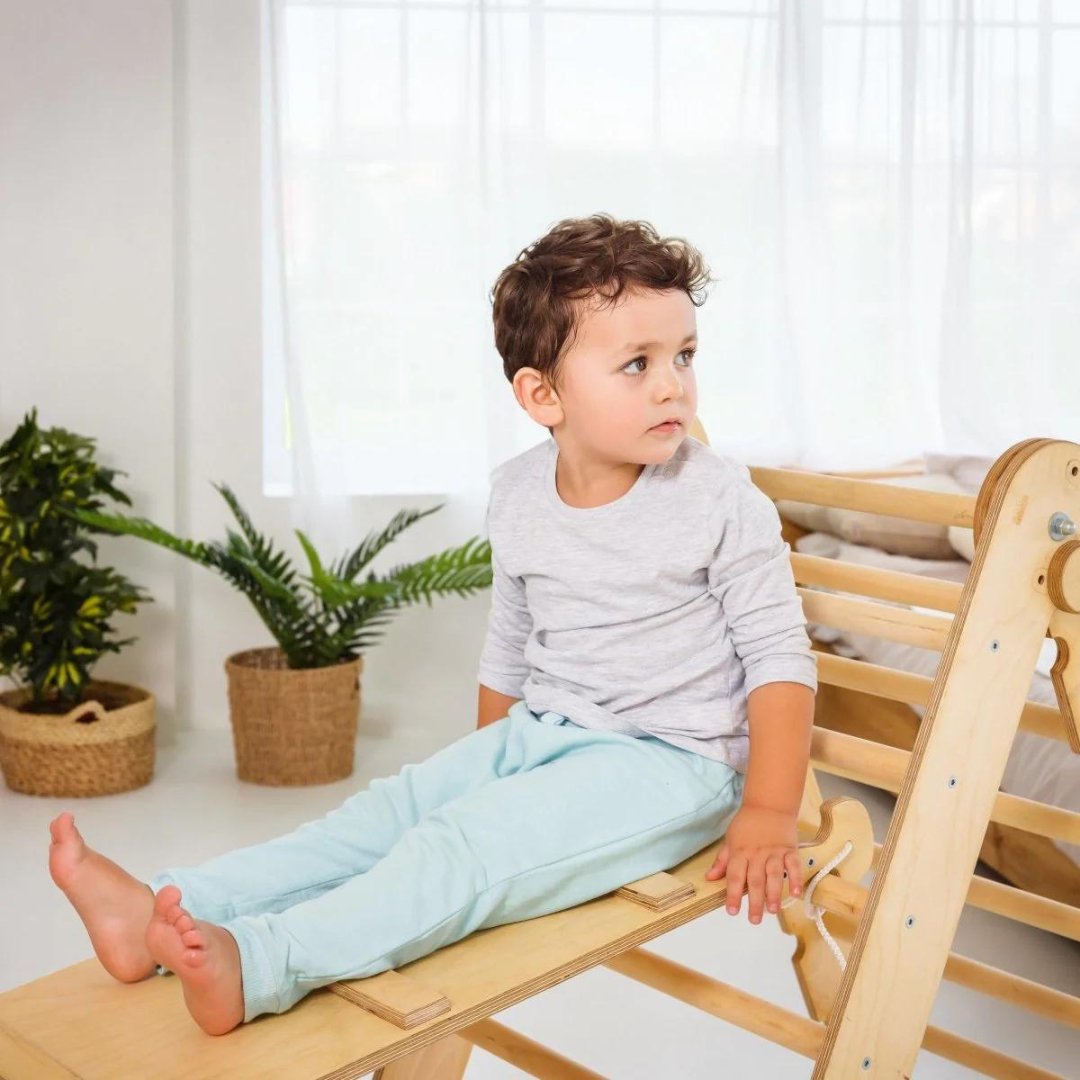 4in1 Montessori Climbing Set: Triangle Ladder + Climbing Arch + Slide Board + Art Addition