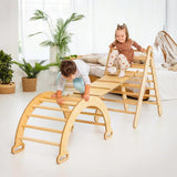 4in1 Montessori Climbing Set: Triangle Ladder + Climbing Arch + Slide Board + Art Addition