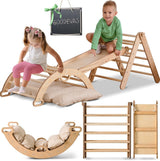 4in1 Montessori Climbing Set: Triangle Ladder + Climbing Arch + Slide Board + Cushion (1-3 y.o)