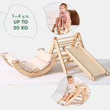 4in1 Montessori Climbing Set: Triangle Ladder + Climbing Arch + Slide Board + Cushion (1-3 y.o)