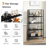 5-Tier Adjustable Shelves with Wheels for Garage Kitchen Balcony