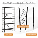 5-Tier Adjustable Shelves with Wheels for Garage Kitchen Balcony