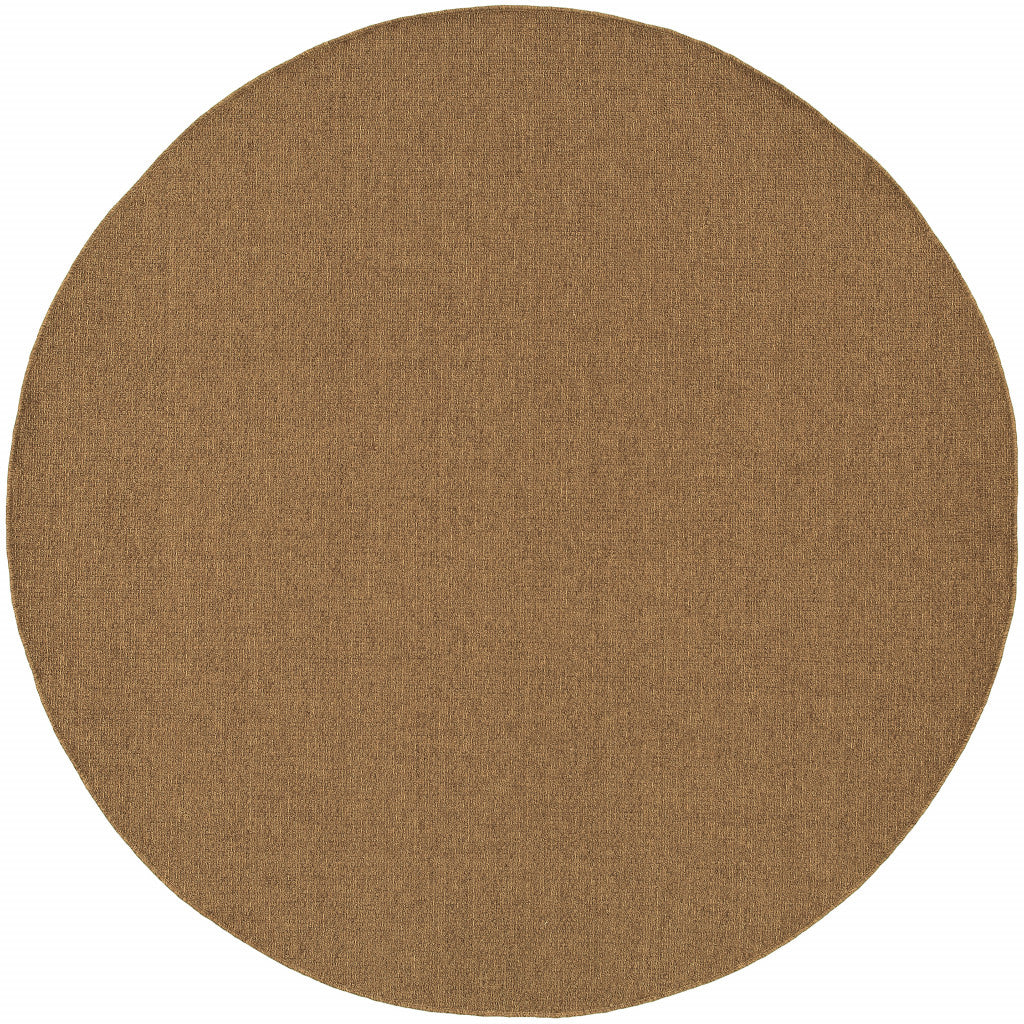 8' X 8' Tan Round Stain Resistant Indoor Outdoor Power Loomed Area Rug