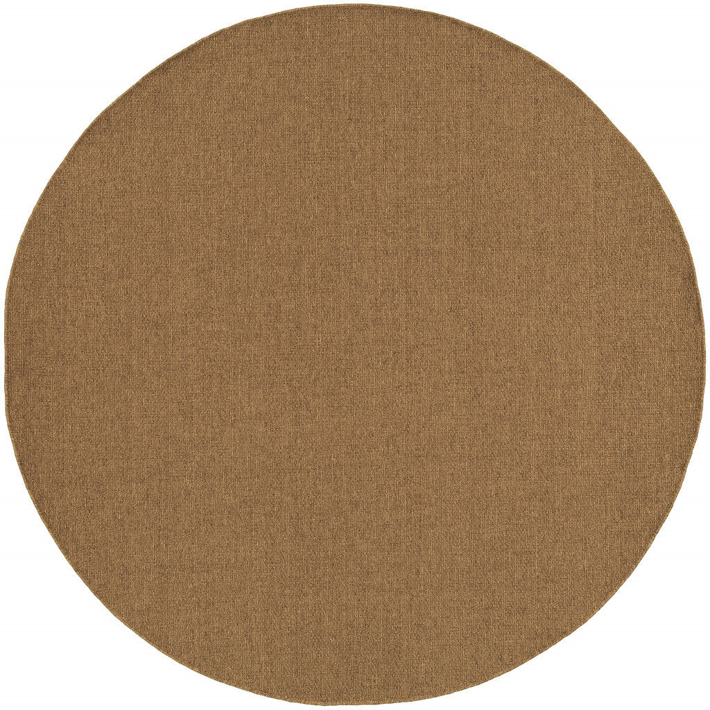 8' X 8' Tan Round Stain Resistant Indoor Outdoor Power Loomed Area Rug