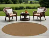 8' X 8' Tan Round Stain Resistant Indoor Outdoor Power Loomed Area Rug