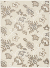 9' X 12' Beige Floral Stain Resistant Non Skid Area Rug