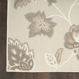 9' X 12' Beige Floral Stain Resistant Non Skid Area Rug