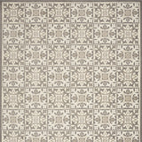 9' X 12' Ivory And Grey Fleur De Lis Stain Resistant Non Skid Area Rug