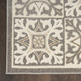 9' X 12' Ivory And Grey Fleur De Lis Stain Resistant Non Skid Area Rug