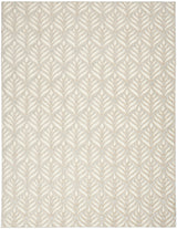 9' X 12' Ivory And Grey Floral Stain Resistant Non Skid Area Rug