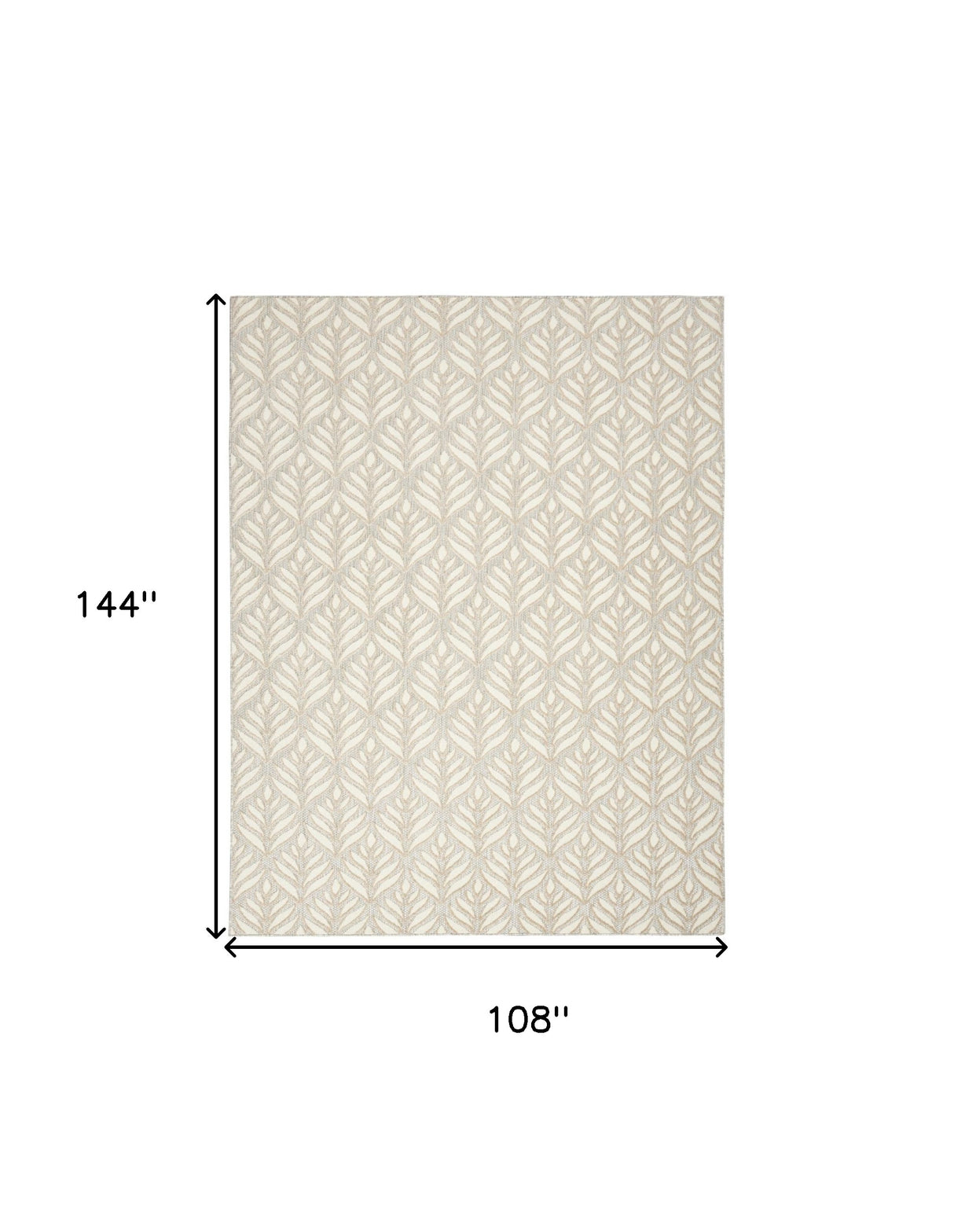 9' X 12' Ivory And Grey Floral Stain Resistant Non Skid Area Rug