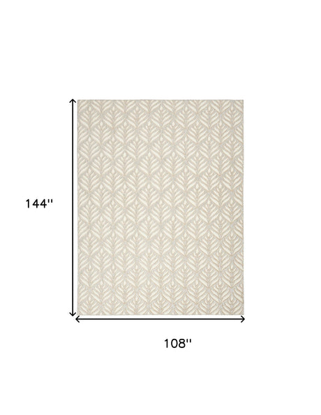 9' X 12' Ivory And Grey Floral Stain Resistant Non Skid Area Rug