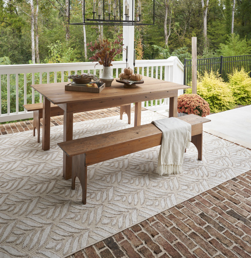 9' X 12' Ivory And Grey Floral Stain Resistant Non Skid Area Rug