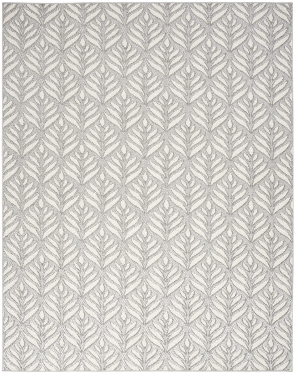 9' X 12' Grey Floral Stain Resistant Non Skid Area Rug