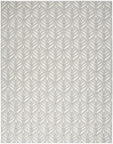 9' X 12' Grey Floral Stain Resistant Non Skid Area Rug