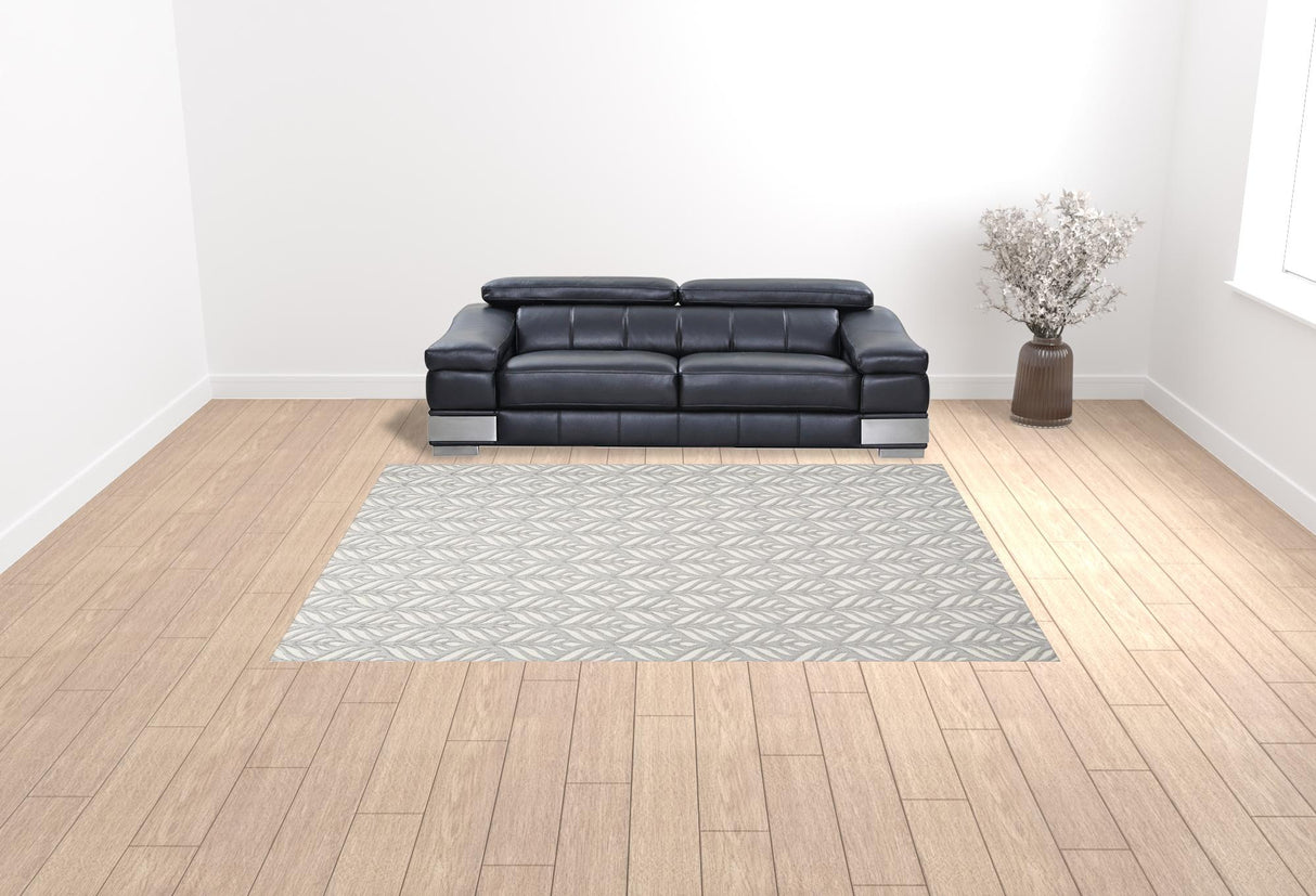 9' X 12' Grey Floral Stain Resistant Non Skid Area Rug