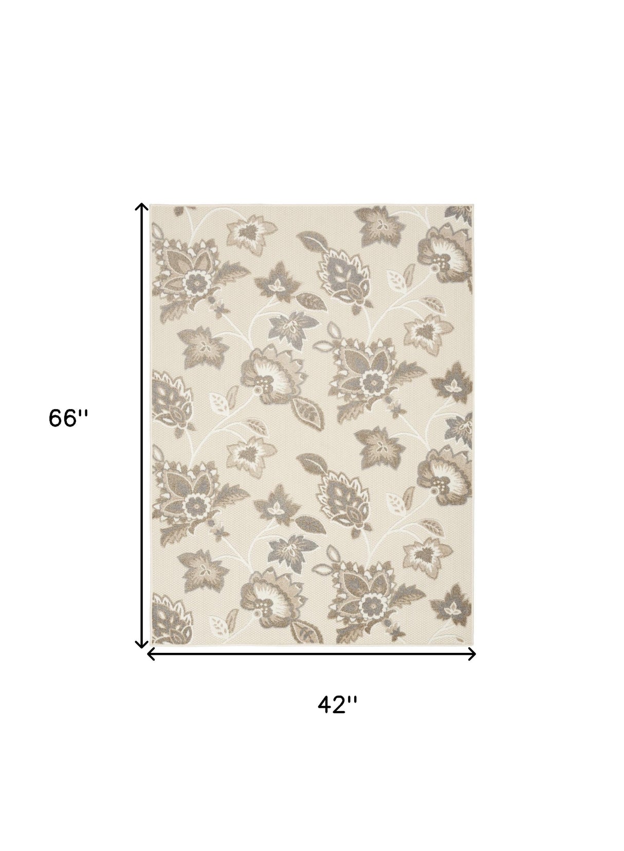 4' X 6' Beige Floral Stain Resistant Non Skid Area Rug