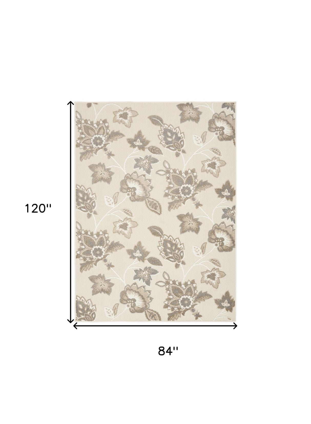 7' X 10' Beige Floral Non Skid Indoor Outdoor Area Rug