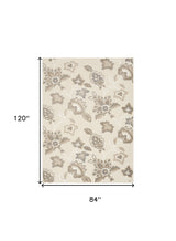 7' X 10' Beige Floral Non Skid Indoor Outdoor Area Rug