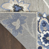 6' X 9' Blue And Grey Floral Stain Resistant Non Skid Area Rug