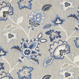 6' X 9' Blue And Grey Floral Stain Resistant Non Skid Area Rug