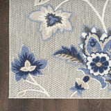 6' X 9' Blue And Grey Floral Stain Resistant Non Skid Area Rug