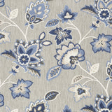 7' X 10' Blue And Grey Floral Stain Resistant Non Skid Area Rug