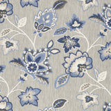 5' X 8' Blue And Grey Floral Stain Resistant Non Skid Area Rug