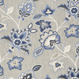 5' X 8' Blue And Grey Floral Stain Resistant Non Skid Area Rug