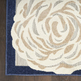 7' X 10' Blue And Grey Floral Stain Resistant Non Skid Area Rug