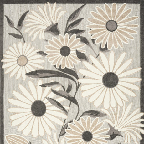 7' X 10' Beige Floral Non Skid Indoor Outdoor Area Rug