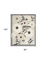 7' X 10' Beige Floral Non Skid Indoor Outdoor Area Rug