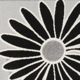 6' X 9' Black And White Floral Stain Resistant Non Skid Area Rug