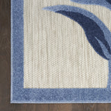 6' X 9' Blue And Grey Floral Stain Resistant Non Skid Area Rug