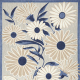 5' X 8' Blue and Gray Floral Non Skid Indoor Outdoor Area Rug