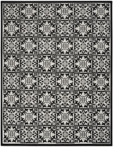 6' X 9' Black And White Fleur De Lis Stain Resistant Non Skid Area Rug