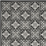 7' X 10' Black And White Fleur De Lis Stain Resistant Non Skid Area Rug