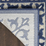 6' X 9' Blue Fleur De Lis Stain Resistant Non Skid Area Rug