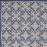 6' X 9' Blue Fleur De Lis Stain Resistant Non Skid Area Rug