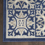 6' X 9' Blue Fleur De Lis Stain Resistant Non Skid Area Rug