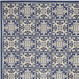 5' X 8' Blue Fleur De Lis Stain Resistant Non Skid Area Rug