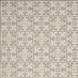 7' X 10' Ivory And Grey Fleur De Lis Stain Resistant Non Skid Area Rug