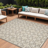 8' X 11' Ivory and Gray Geometric Non Skid Indoor Outdoor Area Rug