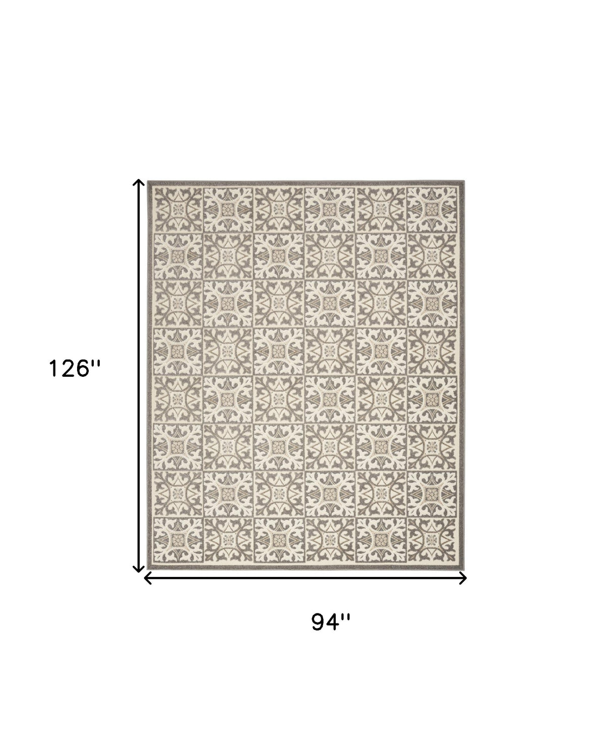 8' X 11' Ivory and Gray Geometric Non Skid Indoor Outdoor Area Rug