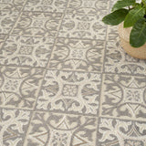 8' X 11' Ivory and Gray Geometric Non Skid Indoor Outdoor Area Rug